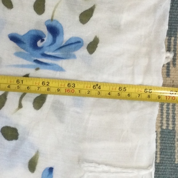 Tropical Tanlines Watercolor Blue & White Floral Wrap Cover Up - Picture 7 of 9